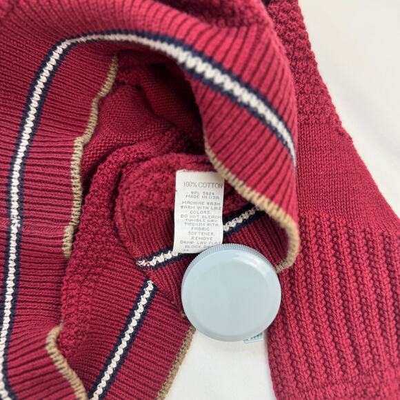 Vintage Carmel Golf Sweater Burgundy Red Men’s Medium Cotton Knit Embroidered - Picture 11 of 12
